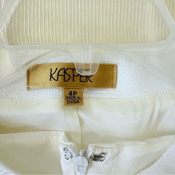 Kasper Petite Womens Dress Jacket Set White White Party Special Occassion 4P - Picture 3 of 5